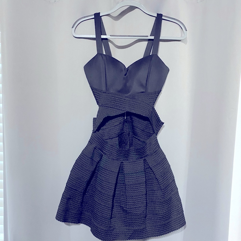 Black bodycon mini front & back cutout sexy dress